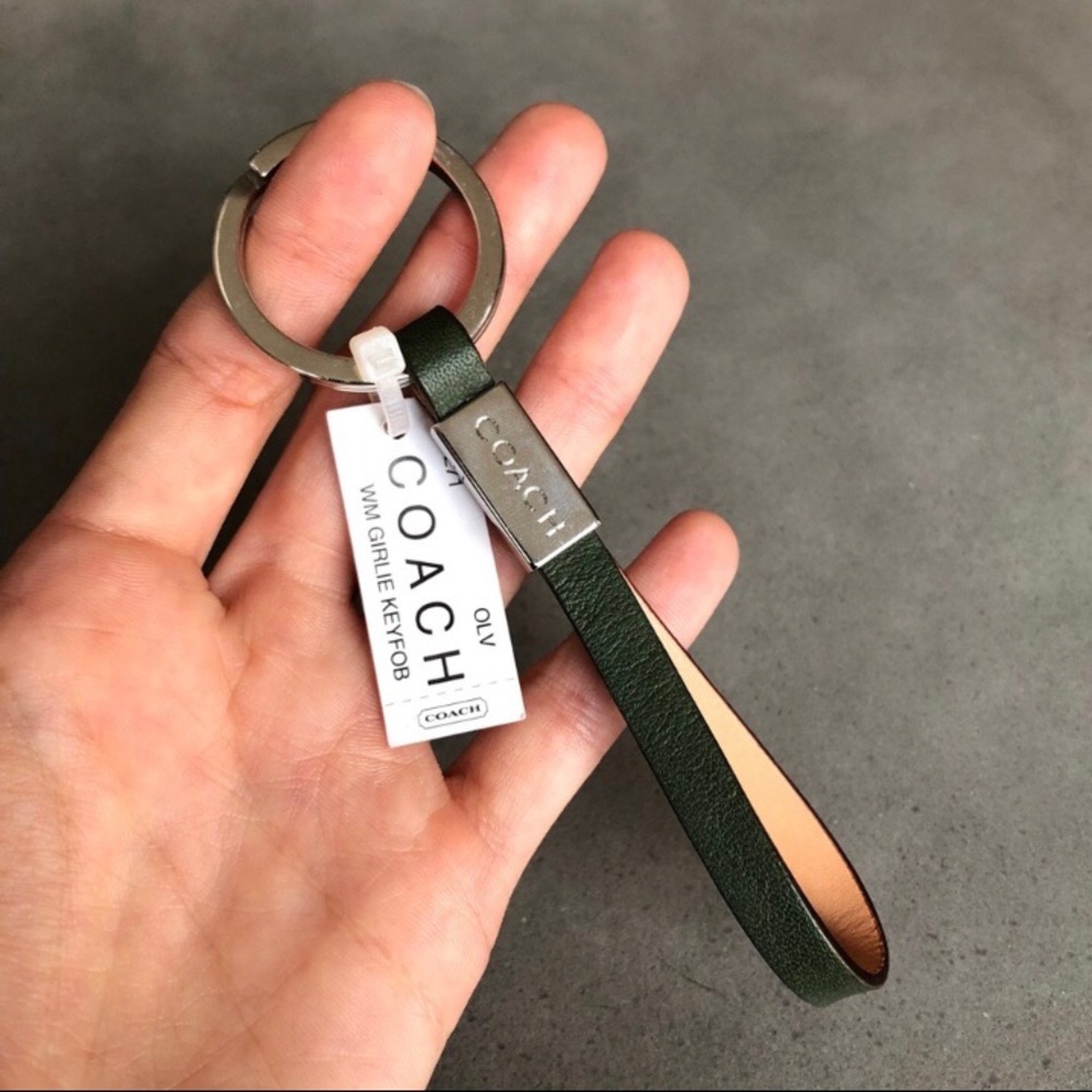 Coach Forest Green Leather Keychain (new w/tags)